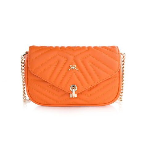 Designer 2-in-1 handbag made of genuine leather in orange