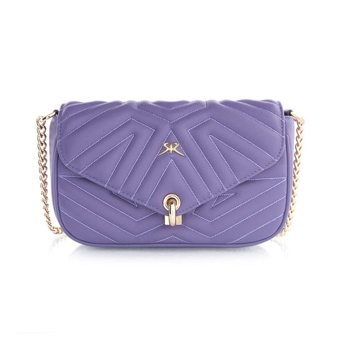 Designer 2-in-1 handbag made of genuine leather in purple