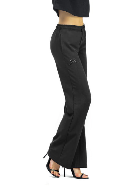 Women's straight-leg sweatpants in black