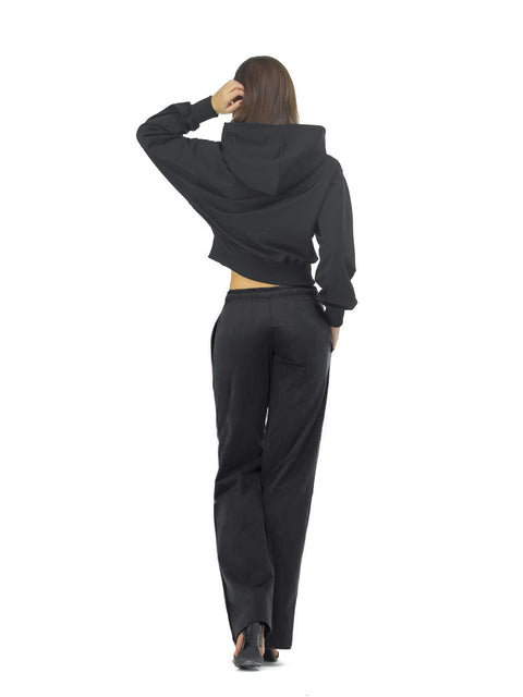 Women's straight-leg sweatpants in black