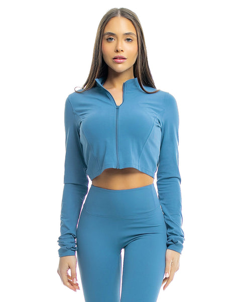 Sports top with zipper in blue