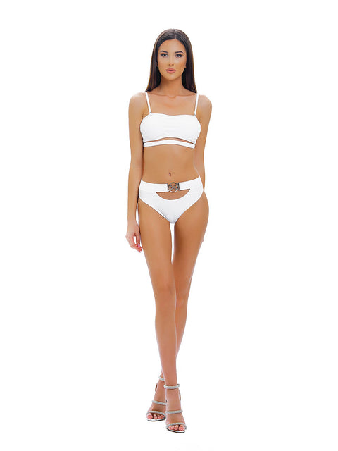 Spectacular two-piece white swimsuit