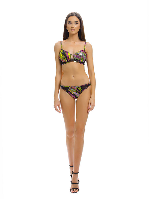Limited edition two-piece swimsuit with multicoloured print