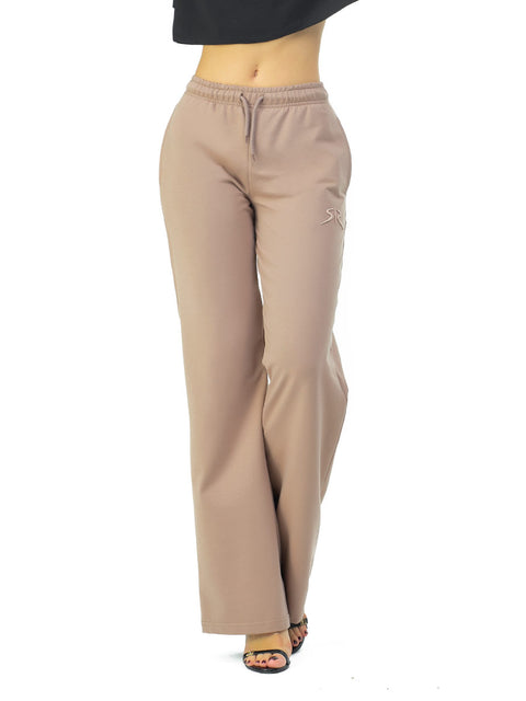 Дамски спортен панталон с прав силует в бежово