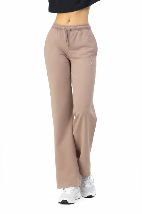 Women's sports pants with a straight silhouette in beige