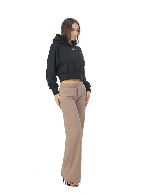 Дамски спортен панталон с прав силует в бежово