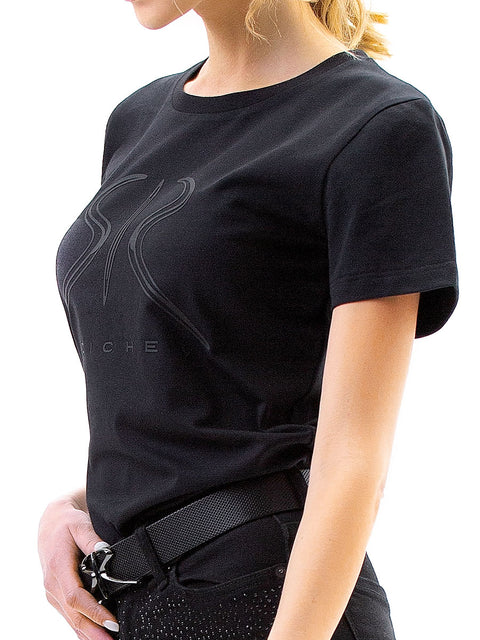 Дамска тениска с черно гумирано лого SR
