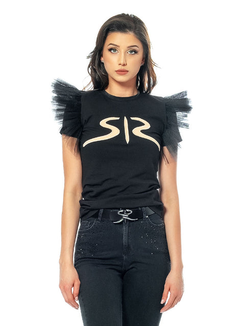 Black SR t-shirt with tulle