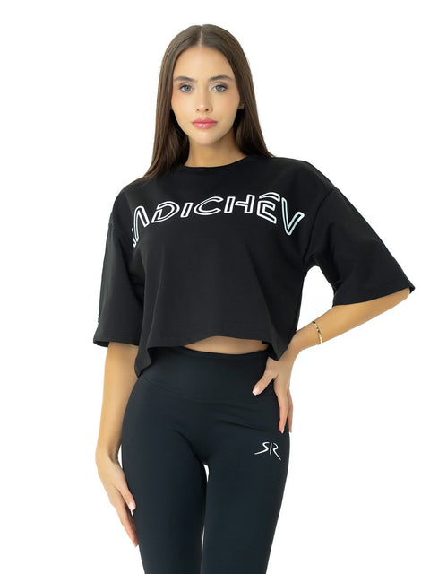 Овърсайз къса тениска с надпис RADICHEV