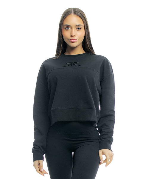 Black sports blouse with embroidered logo