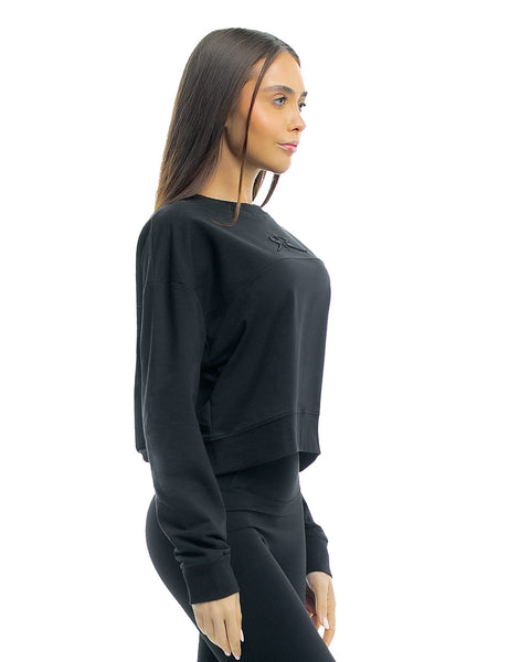 Black sports blouse with embroidered logo