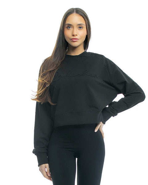 Дамска спортна блуза с бродерия RADICHEV в черно