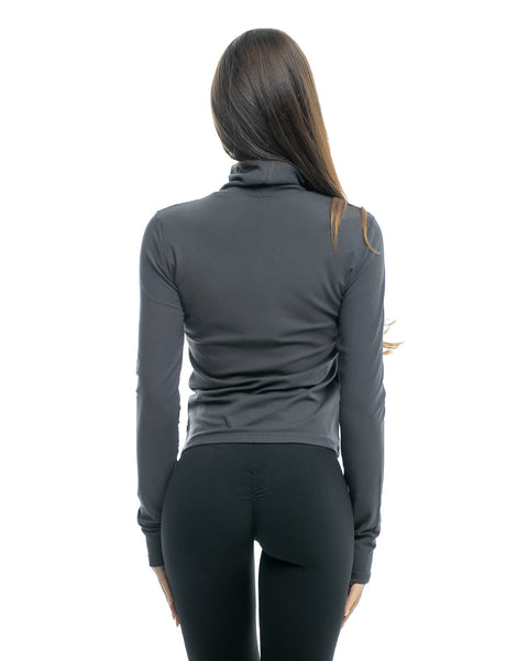 Women's polo shirt with rubberized logo in graphite