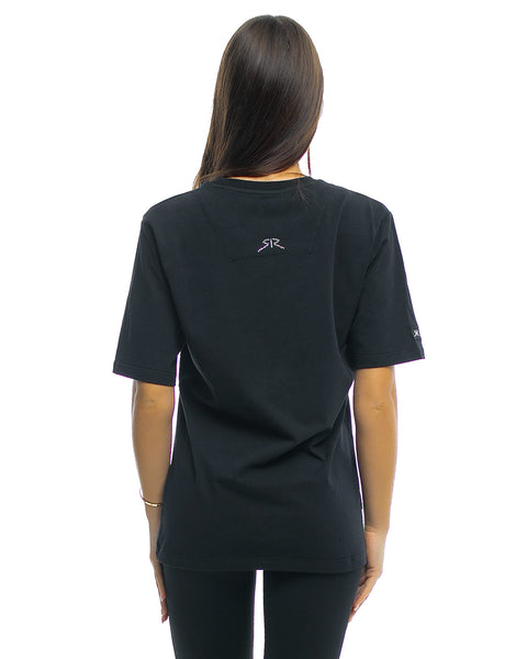 Women's oversized t-shirt with inscription and logo made of stones