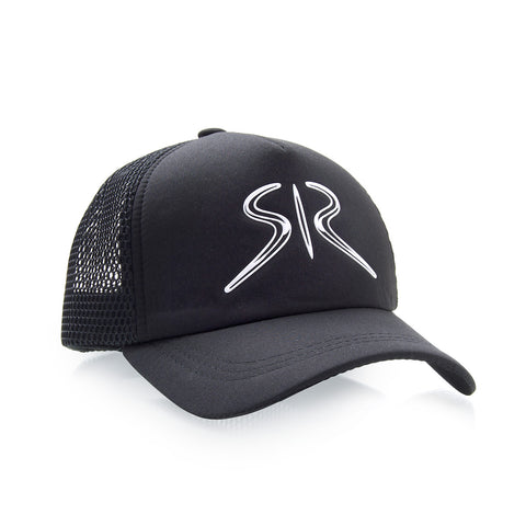 Black RADICHEV peaked cap with white rubberized logo