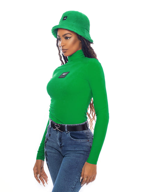 Дамска поло блуза в зелено с гумирано лого SR