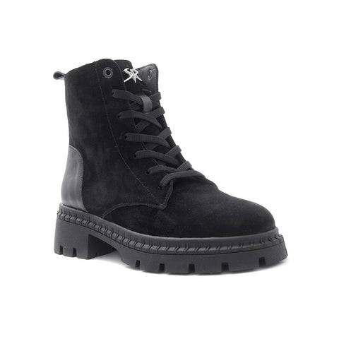 Women's Black Leather and Suede Boots
