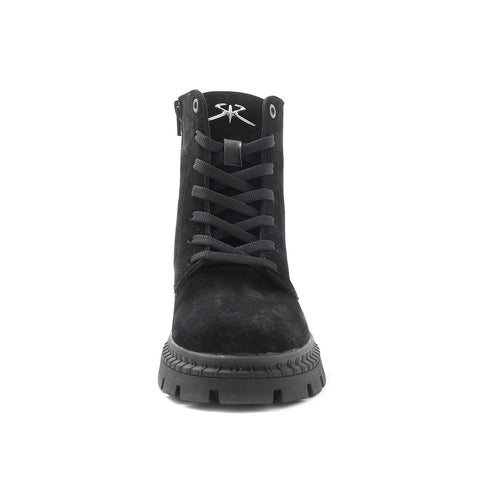 Women's Black Leather and Suede Boots