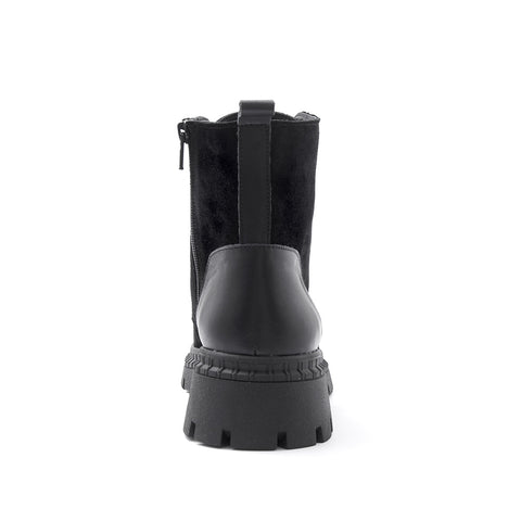 Women's Black Leather and Suede Boots