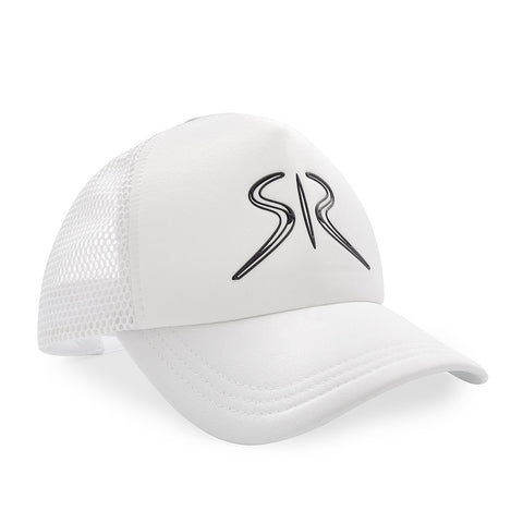 White RADICHEV Trucker Cap with Black Rubber Logo