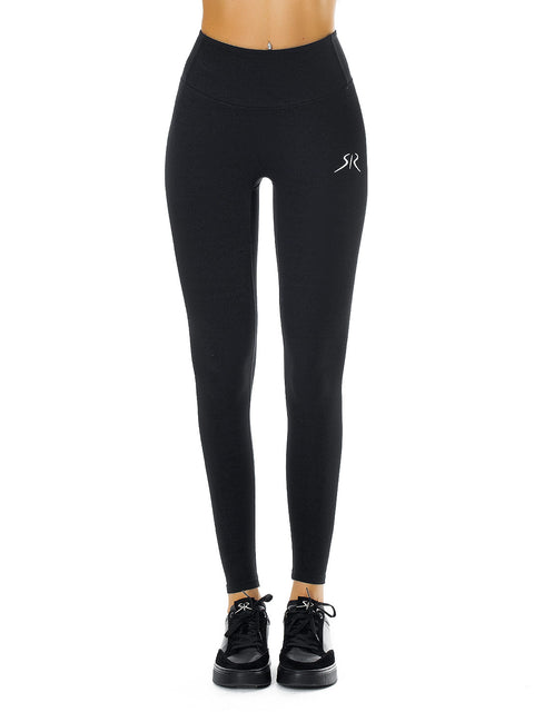 Black leggings with lifting effect and logo