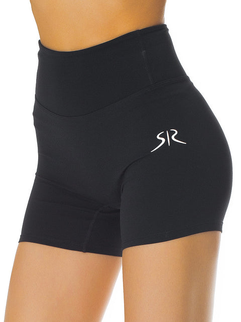Black short leggings with lifting effect and logo