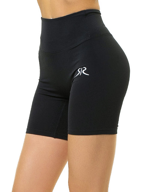 Black short leggings with lifting effect and logo