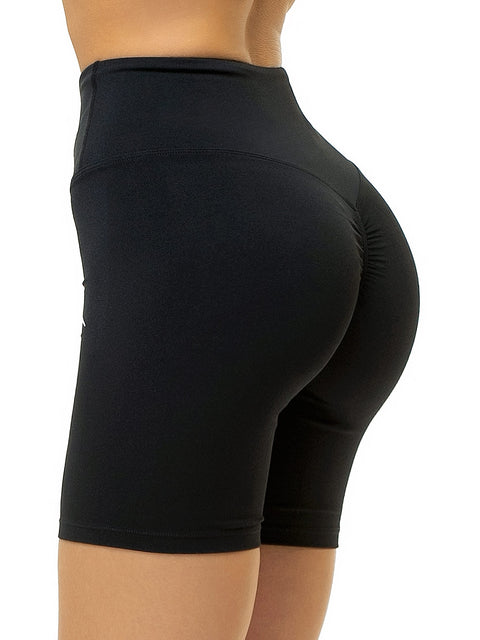 Black short leggings with lifting effect and logo