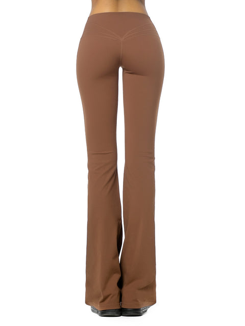 Brown leggings with flared legs and logo