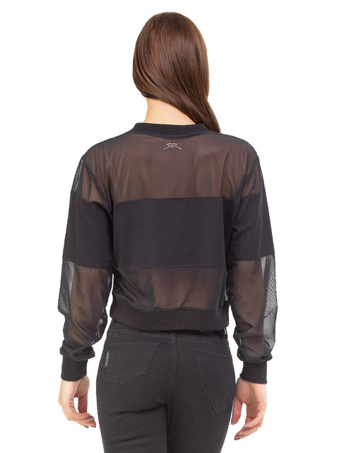 Women's long-sleeved blouse with silver logo