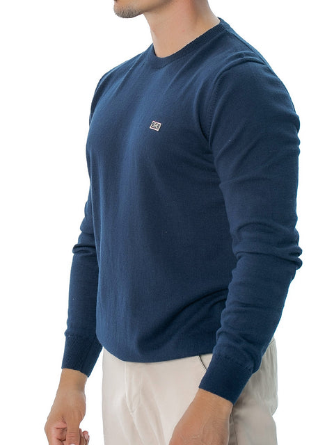 Men's Cotton and Cashmere Top with Metal RADICHEV Plaque in Navy