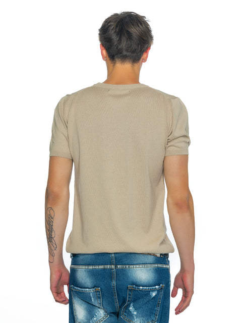 Knitted beige blouse with logo and inscription RADICHEV