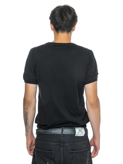 Knitted black blouse with logo and inscription RADICHEV