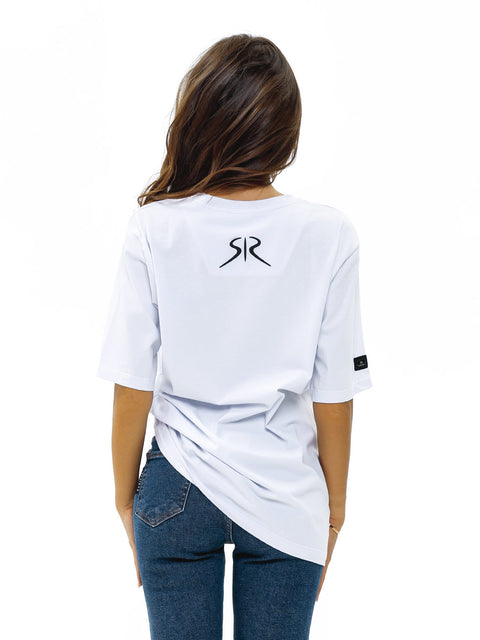 Women's Oversized T-Shirt with Designer Print and Rhinestones