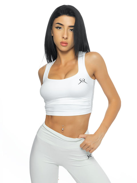 Sports white top with RADICHEV logo