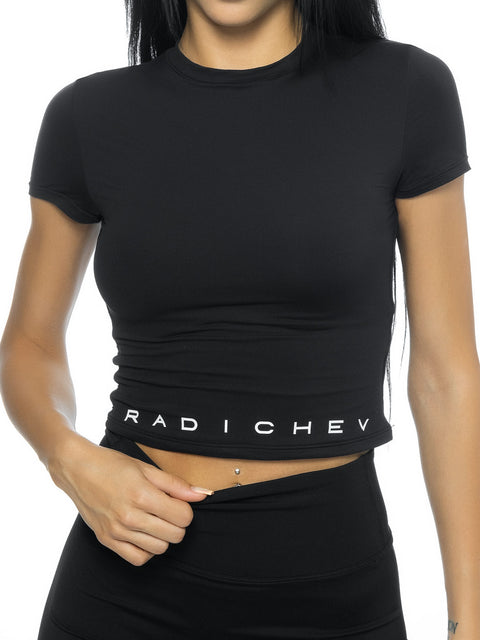 Fitted sports blouse with short sleeves and RADICHEV inscription