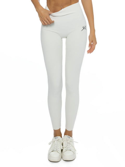 White leggings with lifting effect and logo