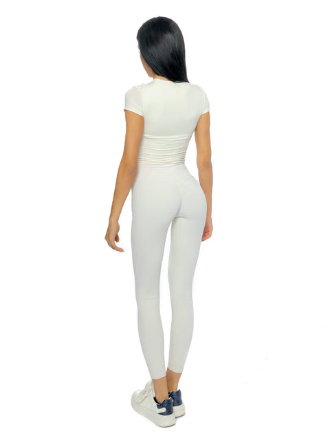 White leggings with lifting effect and logo