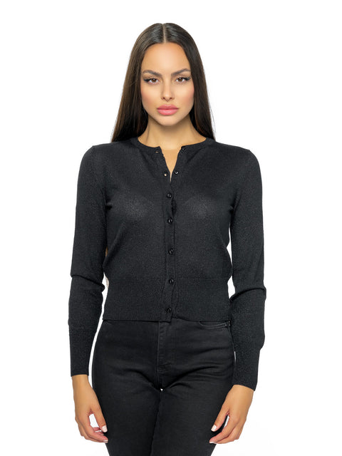 Black knitted cardigan RADICHEV with metallic threads