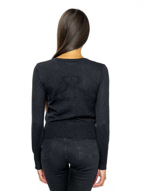 Black knitted cardigan RADICHEV with metallic threads