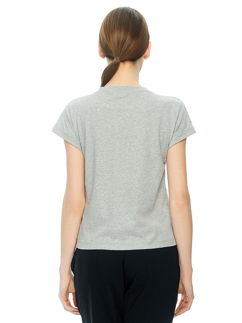 Grey women's t-shirt with brocade print by Stoyan RADICHEV