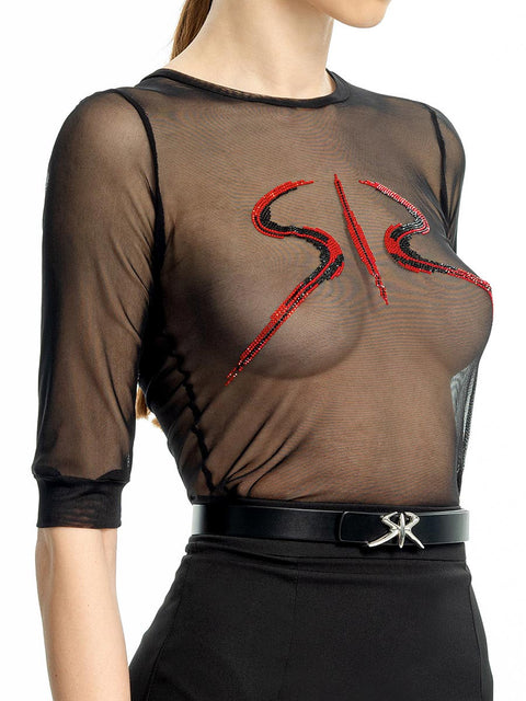 Mesh blouse with logo by Stoyan RADICHEV