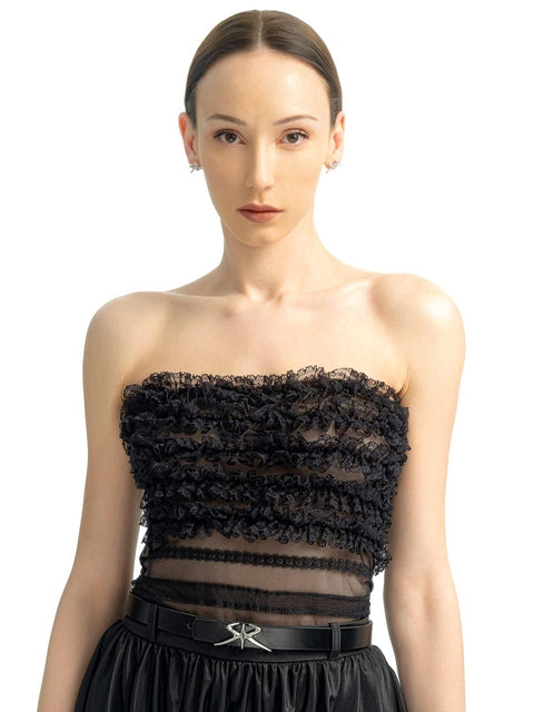 Short mesh top with lace by Stoyan RADICHEV