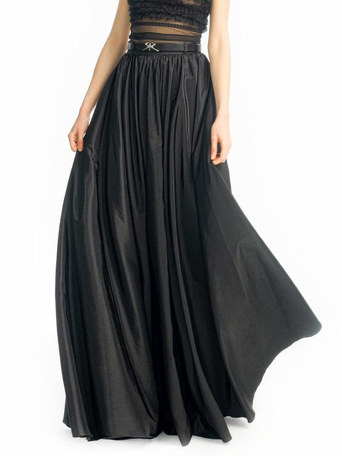 Black taffeta maxi skirt by the Bulgarian fashion designer Stoyan RADICHEV