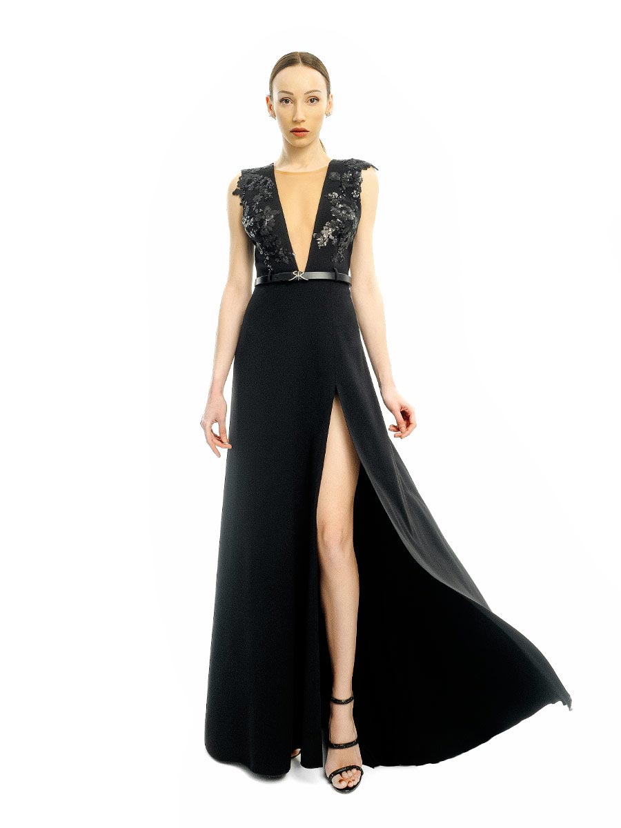 Long dress with deep neckline and lace I RADICHEV