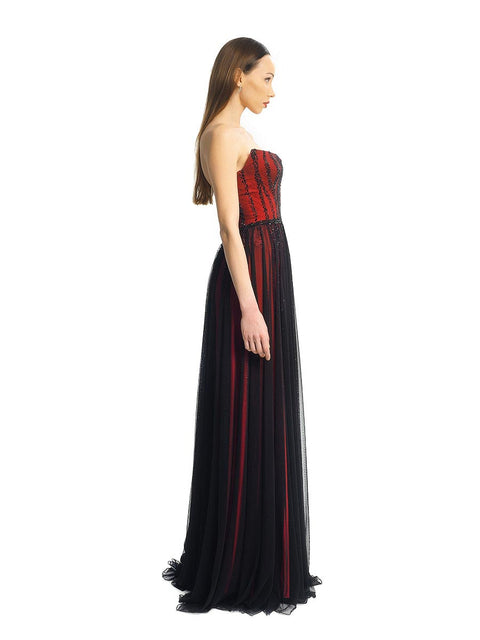 Long evening dress in two colours by Stoyan RADICHEV