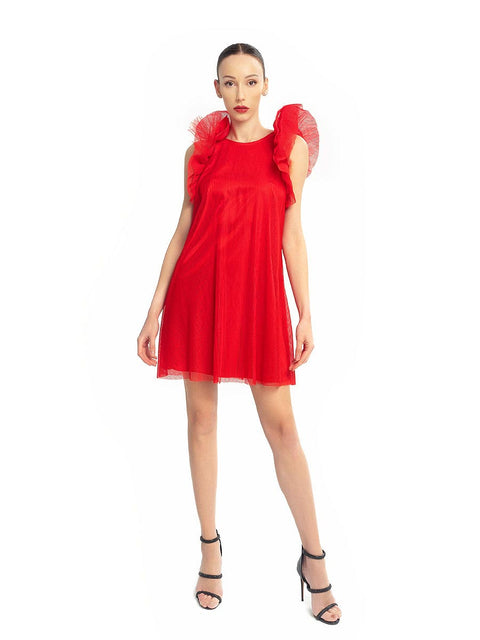 Short red dress Soleil - High-quality designer clothes and accessories by RADICHEV - leading Bulgarian brand
