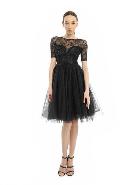 Dress with 3/4 sleeves with lace and tulle by Stoyan RADICHEV
