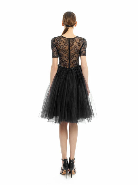 Dress with 3/4 sleeves with lace and tulle by Stoyan RADICHEV