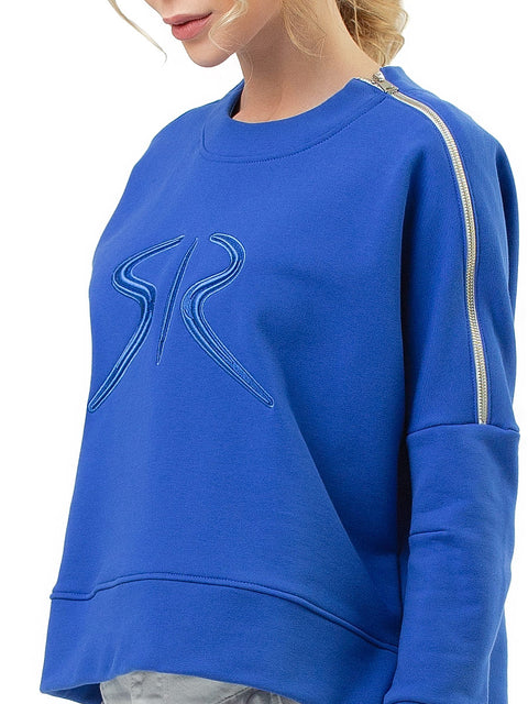Women's sports blouse with zipper in Royal blue